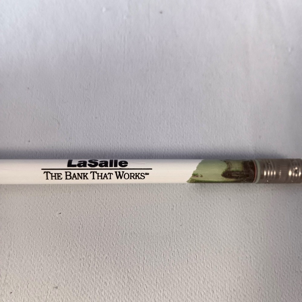 Vtg LaSalle Bank Wood Pencil $20 Bill Money Art Chicago Banking Collectible - Picture 5 of 9